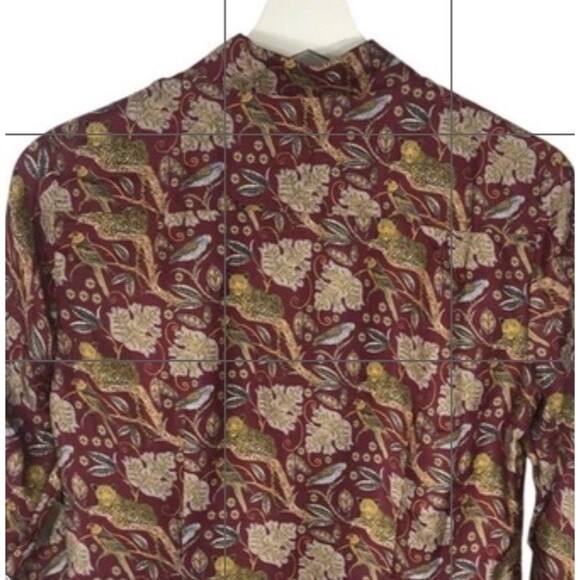 J.Crew Collection Blouse Womens 0 Jungle Cat Print Silk Twill Shirt Maroon AS266 - Picture 8 of 12